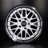 BBS LM - 18x10 / +20 / 5x114.3 - White Blue Pearl w/ Black Bright Diamond Cut Rim *Set of 4*