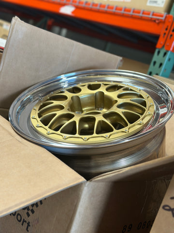 BBS E87 - 17x9 / +42 / 5x120 + Race Pockets / Gold (E36 M3 Fitment) *Set of 4*