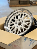 BBS LM - 18x10 / +20 / 5x114.3 - White Blue Pearl w/ Black Bright Diamond Cut Rim *Set of 4*